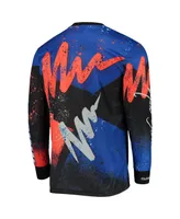 Men's Mitchell & Ness Blue New York Knicks Hardwood Classics Hyper Hoops Moto Sublimated Long Sleeve T-shirt