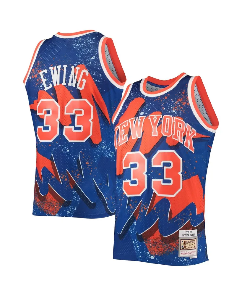 Men's Mitchell & Ness Patrick Ewing Blue/Orange New York Knicks Hardwood  Classics Tie-Dye Name & Number Tank Top