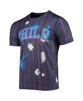 Men's Navy Philadelphia 76Ers Striped Splatter T-shirt