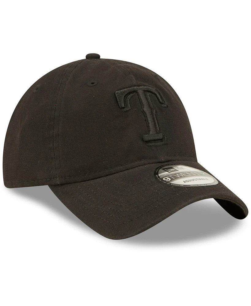 Men's New Era Texas Rangers Black on Black Core Classic 2.0 9TWENTY Adjustable Hat