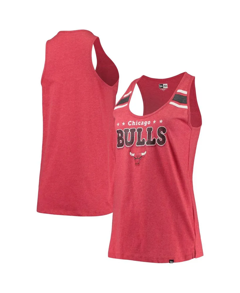 Women's New Era Heather Red Chicago Bulls Scoop-Neck Racerback Tank Top