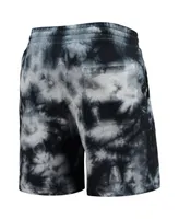 Men's New Era Black Atlanta Hawks Fleece Tie-Dye Shorts