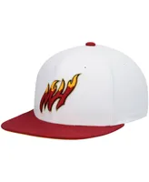 Men's Mitchell & Ness White and Red Miami Heat Hardwood Classics 50th Anniversary Snapback Hat