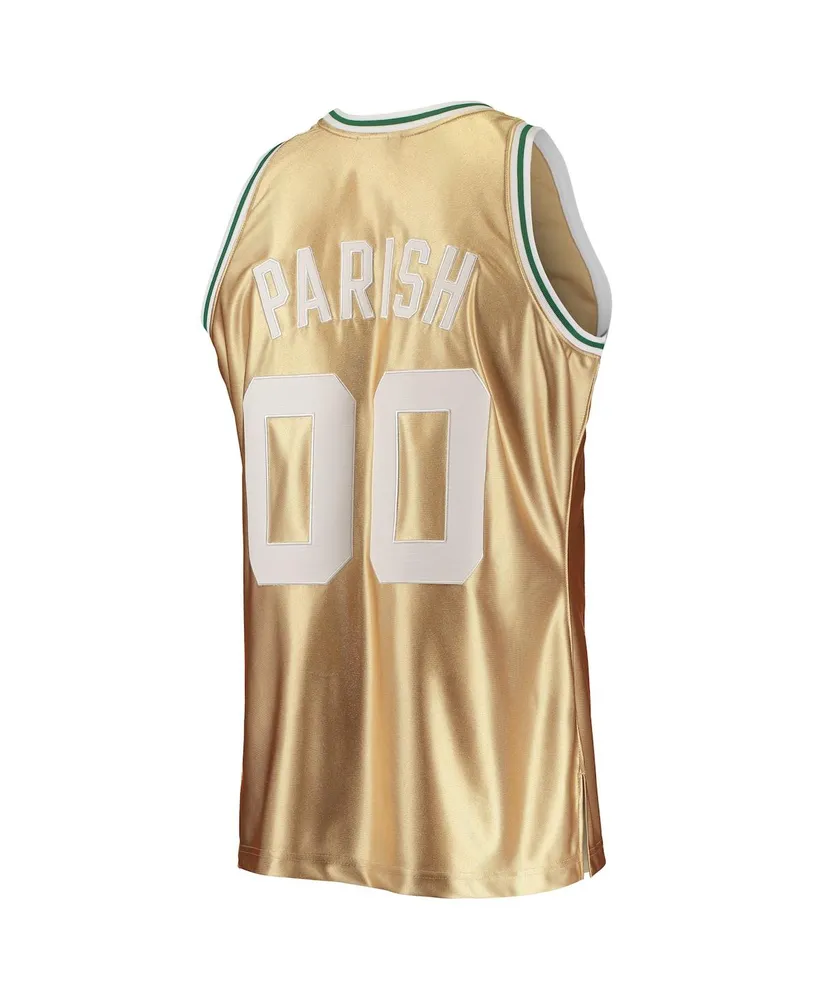 Men's Mitchell & Ness Robert Parish Gold Boston Celtics 75th Anniversary 1985-86 Hardwood Classics Swingman Jersey