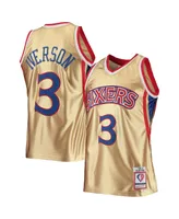 Men's Mitchell & Ness Allen Iverson Gold Philadelphia 76ers 75th Anniversary 1996-97 Hardwood Classics Swingman Jersey