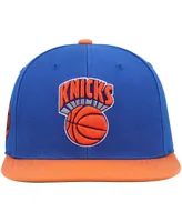 Men's Mitchell & Ness Blue and Orange New York Knicks Hardwood Classics Snapback Hat