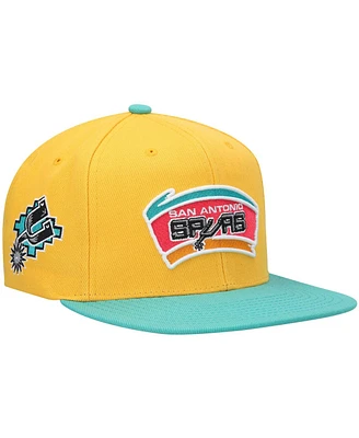 Men's Mitchell & Ness Yellow San Antonio Spurs Hardwood Classics Snapback Hat