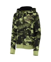 Women's New Era Green Chicago Cubs 2022 Mlb Armed Forces Day Camo Full-Zip Hoodie