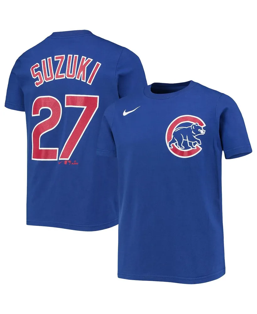 Big Boys Nike Seiya Suzuki Royal Chicago Cubs Player Name and Number T-shirt