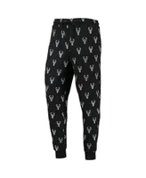 Men's The Wild Collective Black Milwaukee Bucks Allover Logo Jogger Pants