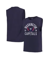 Men's Majestic Threads Navy Washington Capitals Softhand Muscle Tank Top