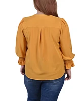 Ny Collection Plus Size Long Sleeve Y Neck Blouse