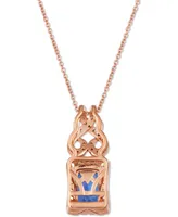 Le Vian Blueberry Tanzanite (1-1/4 ct. t.w.) & Diamond (1/2 ct. t.w.) Scrollwork Halo Adjustable 20" Pendant Necklace in 14k Rose Gold