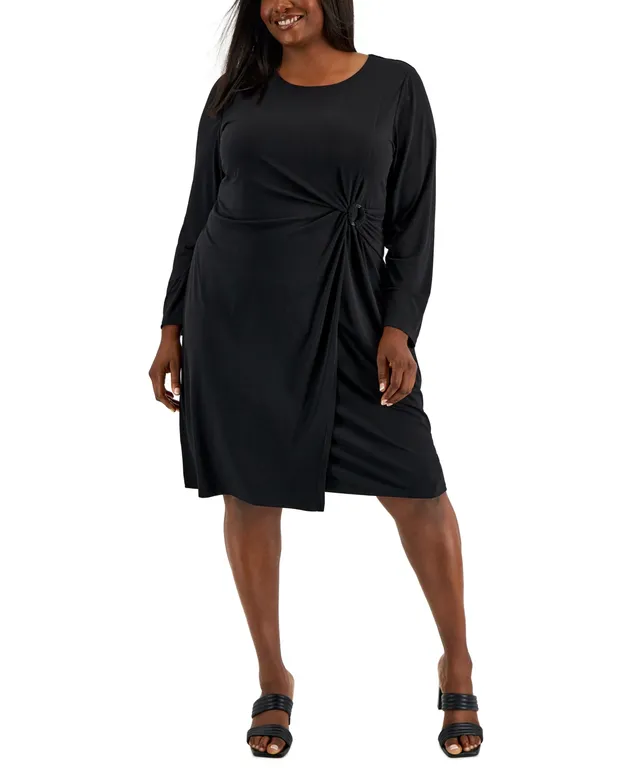 Calvin Klein Plus Size Textured Faux-Wrap Top