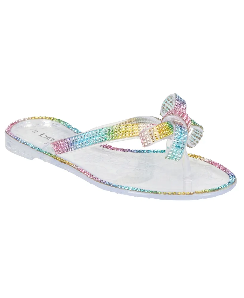 Girls 2710 Rhinestone Rainbow Crystals T-Strap Fashion Sandals Available  for Toddlers