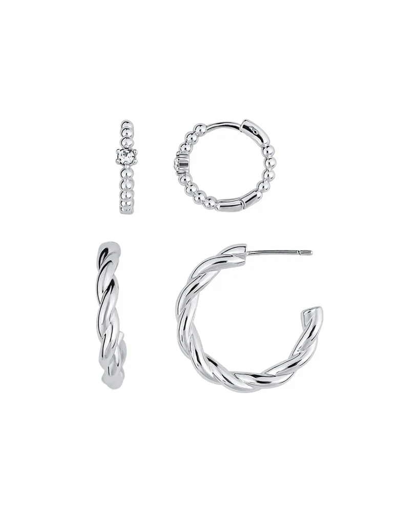 And Now This Duo Crystal and High Polished Earring Hoop, Set of 2