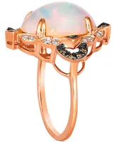 Le Vian Neopolitan Opal (3-1/5 ct. t.w.) & Diamond (1/4 ct. t.w.) Halo Ring in 14k Rose Gold