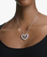 Swarovski Silver-Tone Una Heart Pendant 16-1/2" Necklace - Silver