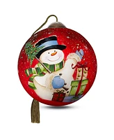 Ne'Qwa Art 7221113 Snowman Celebration Hand-Painted Blown Glass Ornament