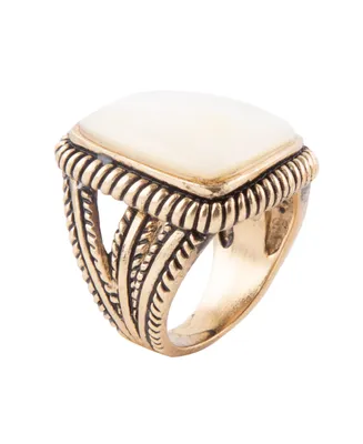 Barse Navajo Bronze and Genuine Mother-of-Pearl Statement Ring - Mother-of