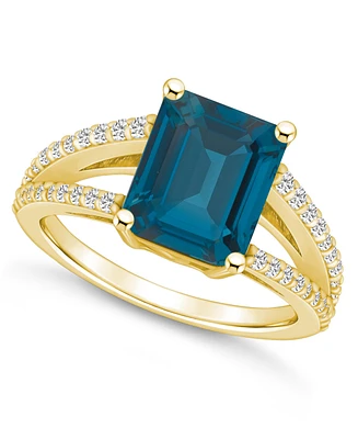 Macy's London Blue Topaz and Diamond Accent Ring 14K Yellow Gold