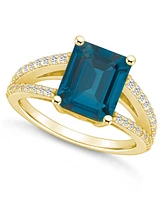 Macy's London Blue Topaz and Diamond Accent Ring 14K Yellow Gold