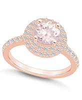 Macy's Morganite and Diamond Accent Halo Ring 14K Rose Gold