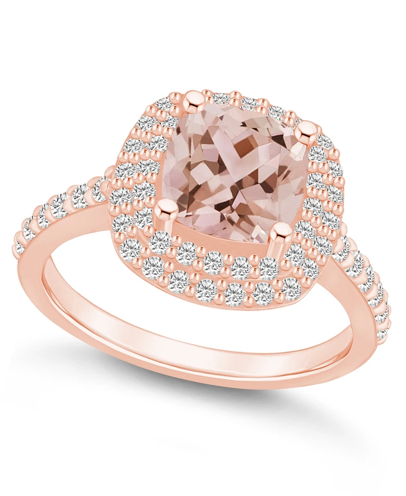 Macy's Morganite and Diamond Accent Halo Ring 14K Rose Gold