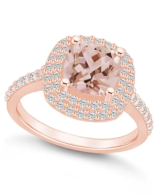 Macy's Morganite and Diamond Accent Halo Ring 14K Rose Gold