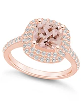 Macy's Morganite and Diamond Accent Halo Ring 14K Rose Gold