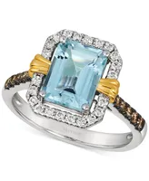 Le Vian Sea Blue Aquamarine (2 ct. t.w.) & Diamond (3/8 ct. t.w.) Ring in 14k Two-Tone Gold