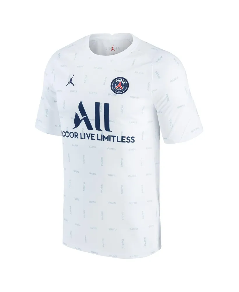 Men's Jordan White Paris Saint-Germain 2021/2022 Pre-Match Performance Top