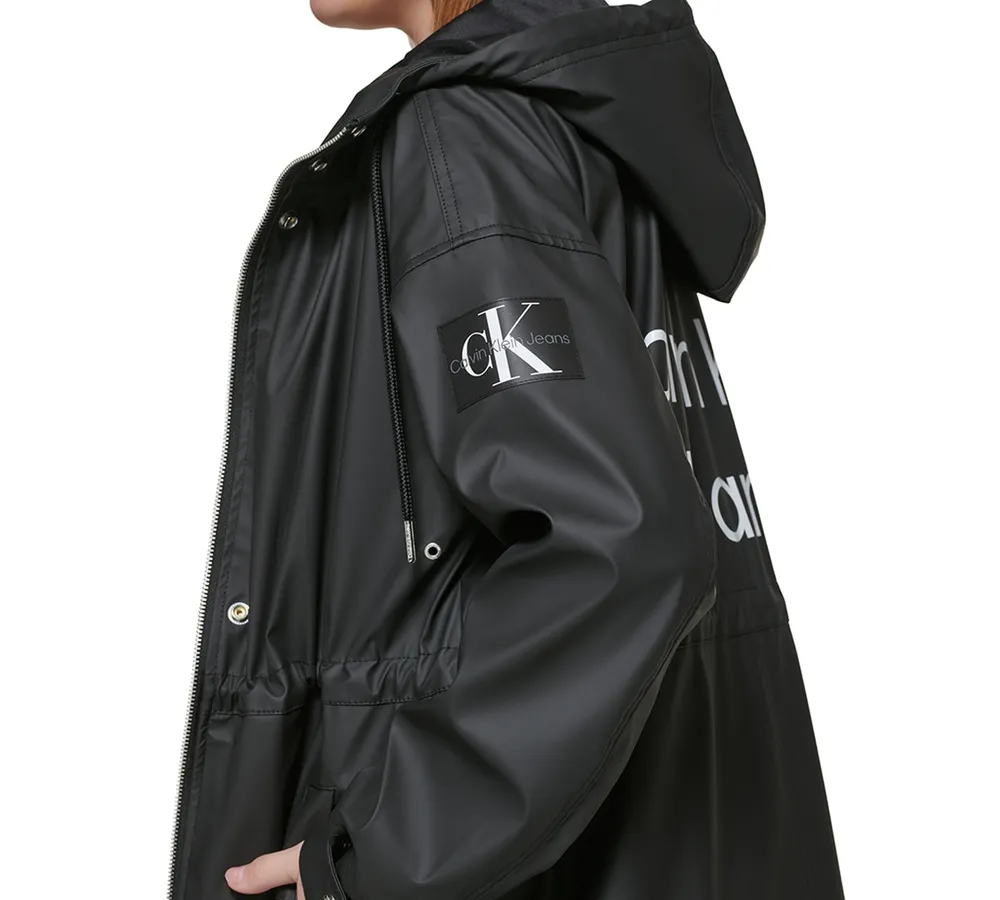 Calvin Klein Jeans Women's Master Jeans Logo Hooded Raincoat