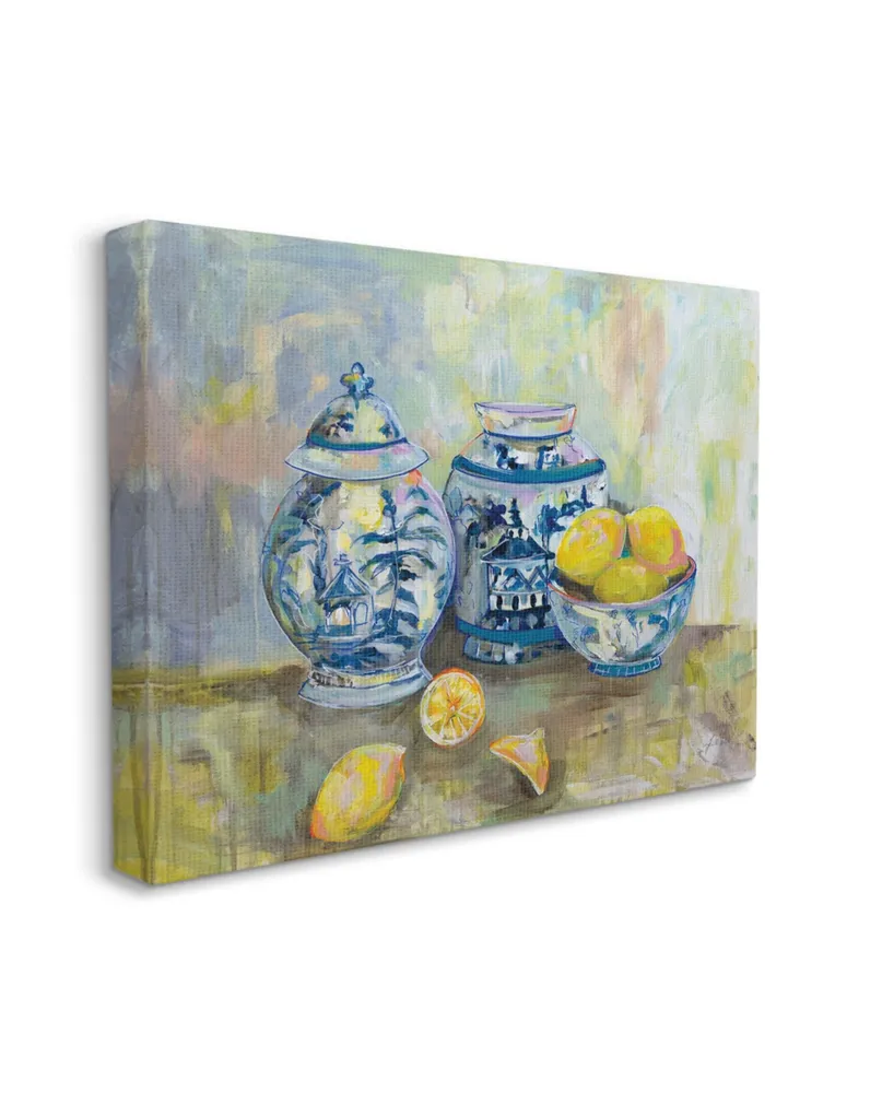 Stupell Industries Lemons and Pottery Yellow Blue Classical Painting Art, 16" x 20" - Multi