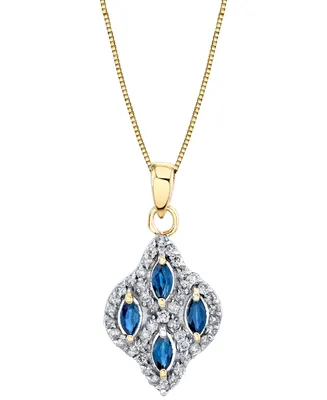 Sapphire (1/2 ct. t.w.) & Diamond (1/3 ct. t.w.) Quatrefoil 18" Pendant Necklace in 14k Gold