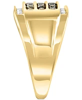 Effy Men's Espresso Diamond (5/8 ct. t.w.) & White Diamond (1/3 ct. t.w.) Ring in 14k Gold