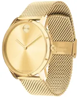 Movado Men's Swiss Bold Thin Gold Ion-Plated Steel Mesh Bracelet Watch 42mm