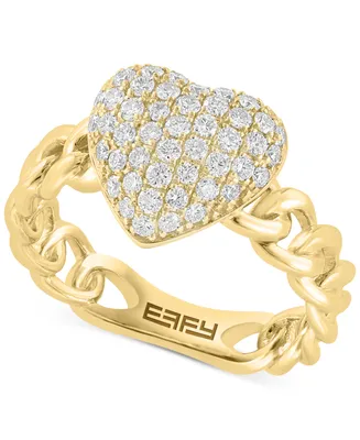Effy Diamond Heart Cluster Chain Link Ring (5/8 ct. t.w.) in 14k Gold