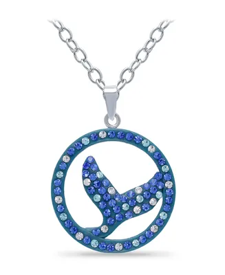 Giani Bernini Crystal Dotted Whale Tail Circle Pendant Sterling Silver Necklace