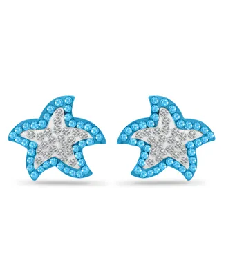 Giani Bernini Crystal Star Fish Sterling Silver Stud Earrings