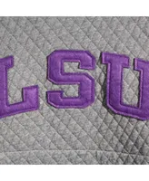 Women's Pressbox Heathered Gray Lsu Tigers Moose Applique Quilted Crewneck Sweatshirt