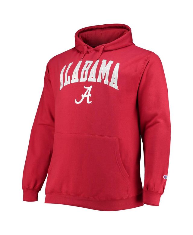 Men's Champion Crimson Alabama Crimson Tide Big and Tall Arch Over Logo Powerblend Pullover Hoodie