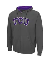 Men's Colosseum Charcoal Tcu Horned Frogs Arch and Logo 3.0 Full-Zip Hoodie