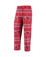 Men's Concepts Sport Red Louisville Cardinals Ugly Sweater Long Sleeve T-shirt and Pants Sleep Set