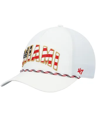 Men's '47 White Miami Hurricanes Stars and Stripes Flag Flutter Hitch Snapback Hat