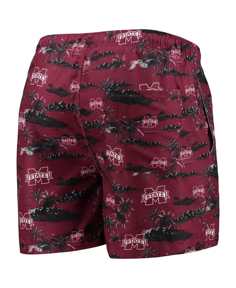 Men's Foco Maroon Mississippi State Bulldogs Island Palm Swim Trunks