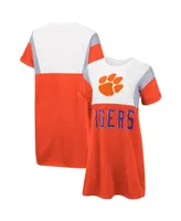 Women's G-iii 4Her by Carl Banks Orange and White Clemson Tigers 3rd Down Short Sleeve T-shirt Dress