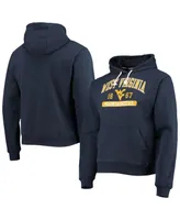 Men's League Collegiate Wear Navy West Virginia Mountaineers Volume Up Essential Fleece Pullover Hoodie