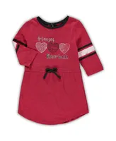 Toddler Girls Colosseum Heathered Cardinal Arkansas Razorbacks Poppin Sleeve Stripe Dress