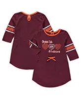 Toddler Girls Colosseum Heathered Maroon Virginia Tech Hokies Poppin Sleeve Stripe Dress